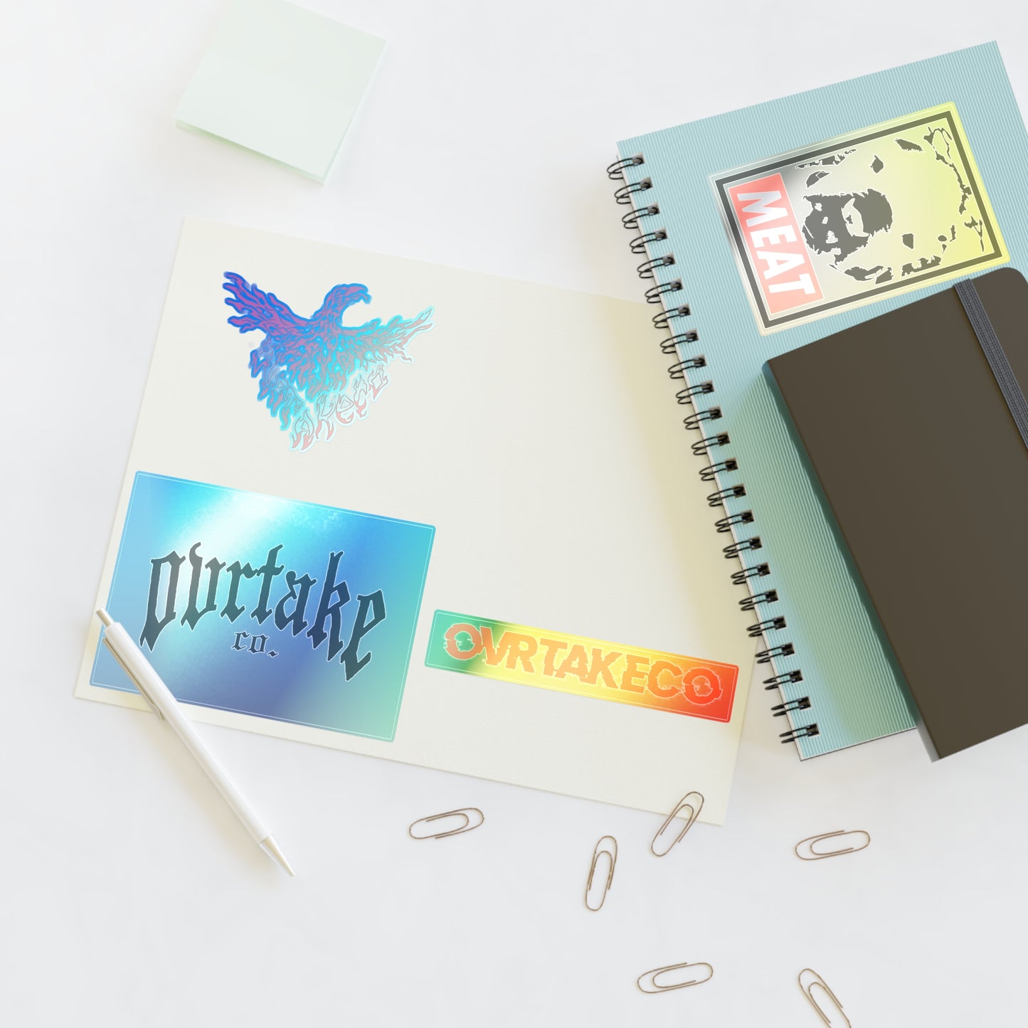 OvrTake Co. Logo Sticker Sheet — Phoenix & Gothic Logo Decals
