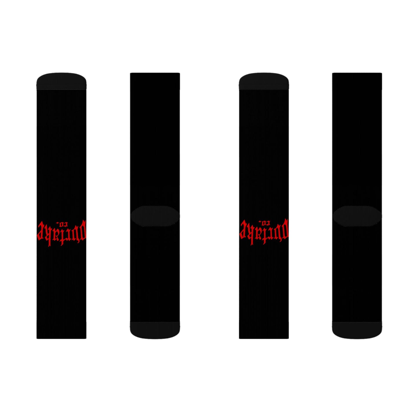 Ovrtakeco Black Socks with Red Text