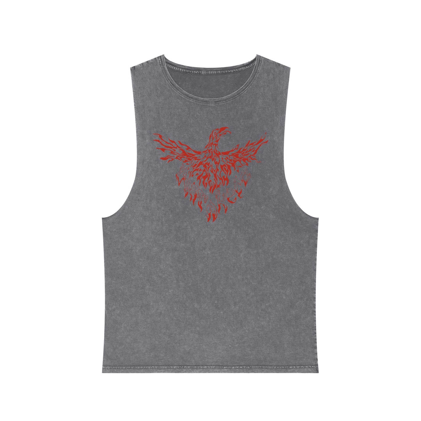 Stonewash Tank Top with Red Phoenix Graphic