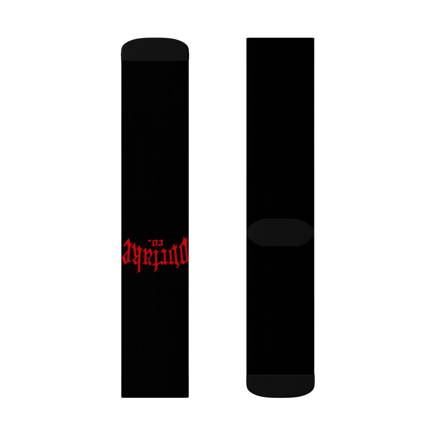 Ovrtakeco Black Socks with Red Text