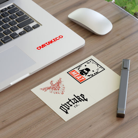OvrTake Co. Logo Sticker Sheet — Phoenix & Gothic Logo Decals