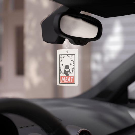 Meaty Car Air Freshener — Retro Bear 'MEAT' Graphic Scent Tag