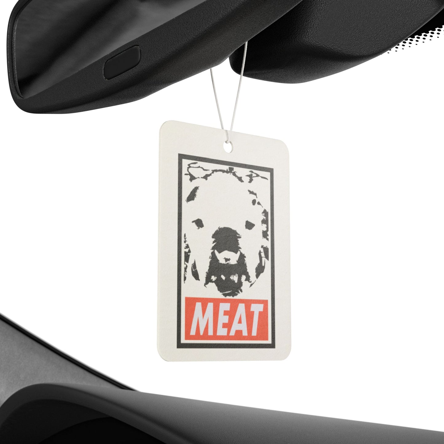 Meaty Car Air Freshener — Retro Bear 'MEAT' Graphic Scent Tag