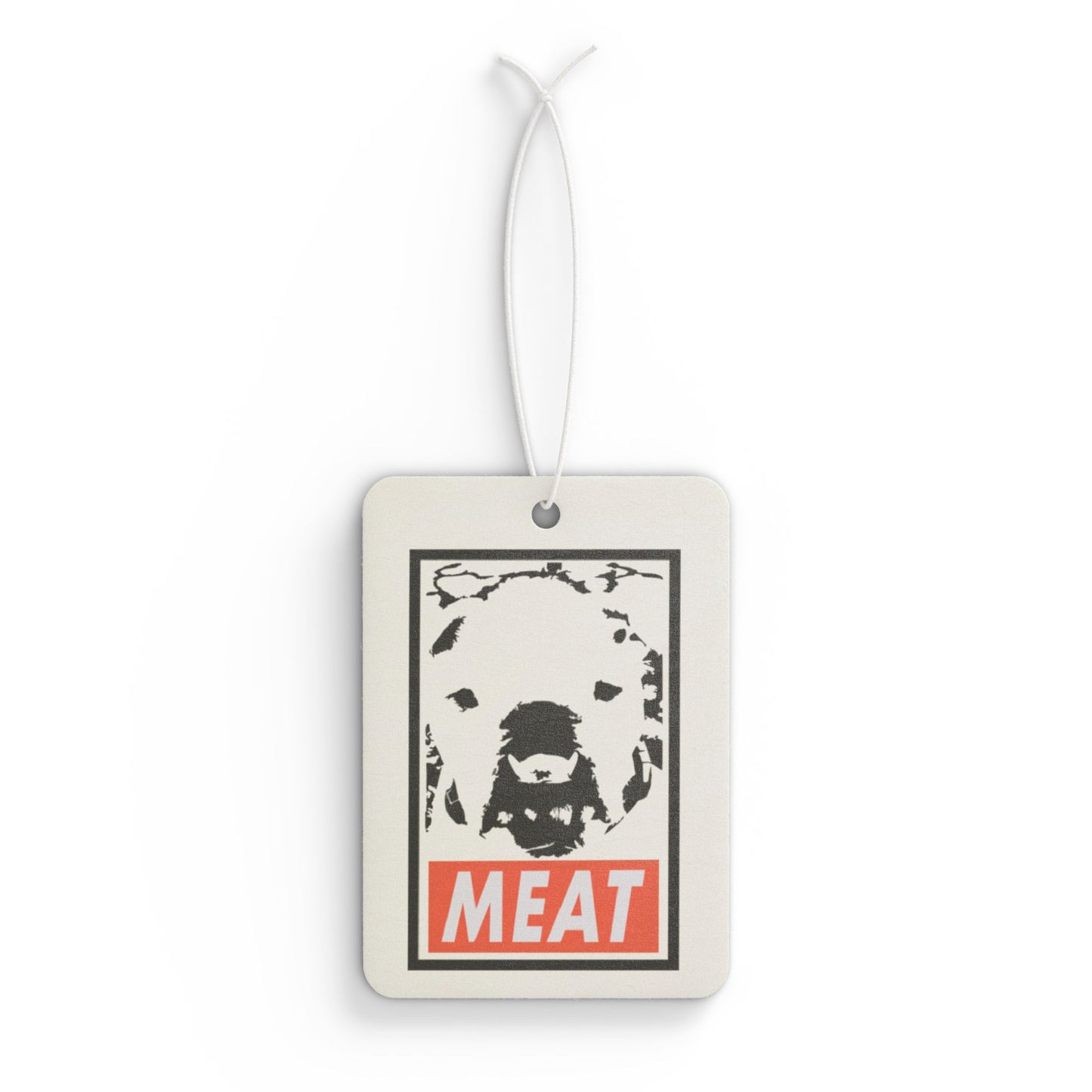 Meaty Car Air Freshener — Retro Bear 'MEAT' Graphic Scent Tag