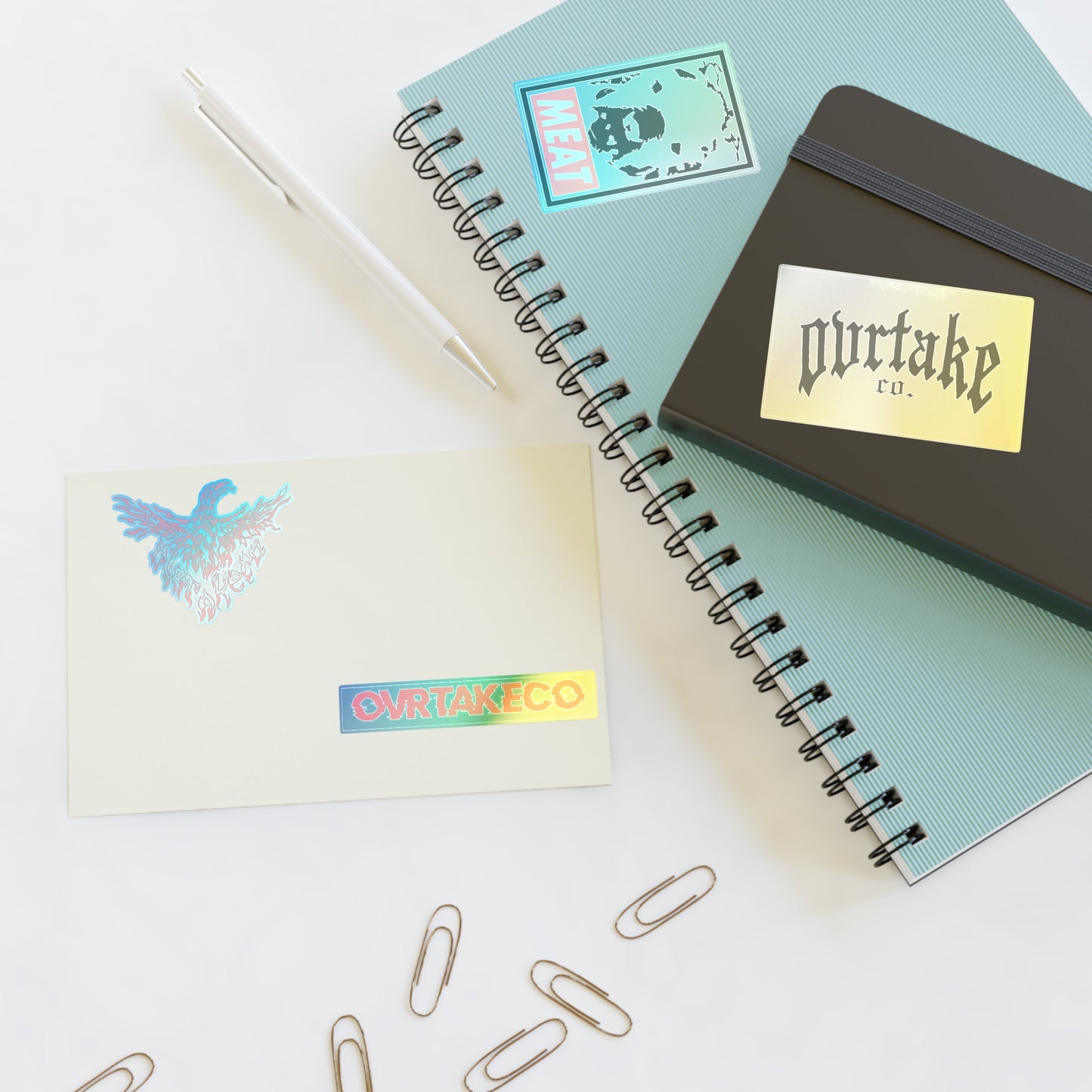 OvrTake Co. Logo Sticker Sheet — Phoenix & Gothic Logo Decals