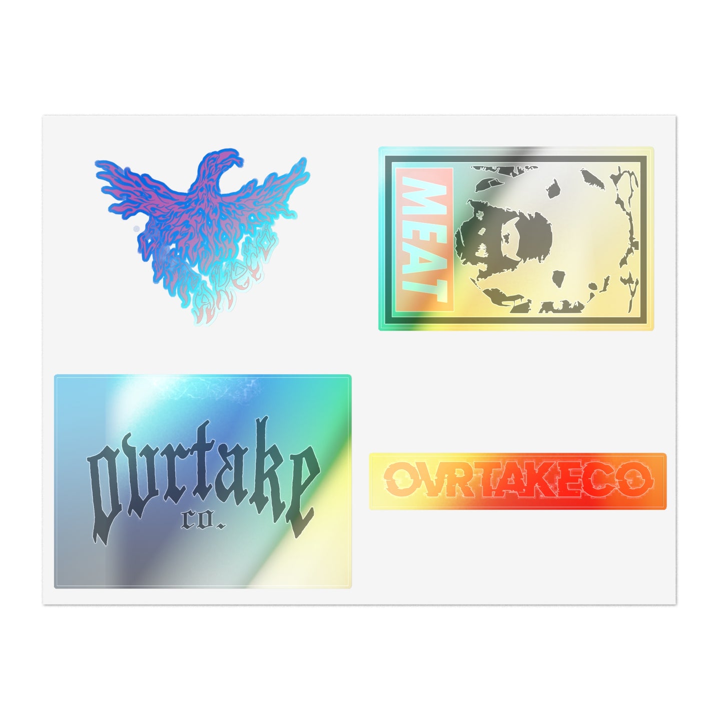 OvrTake Co. Logo Sticker Sheet — Phoenix & Gothic Logo Decals