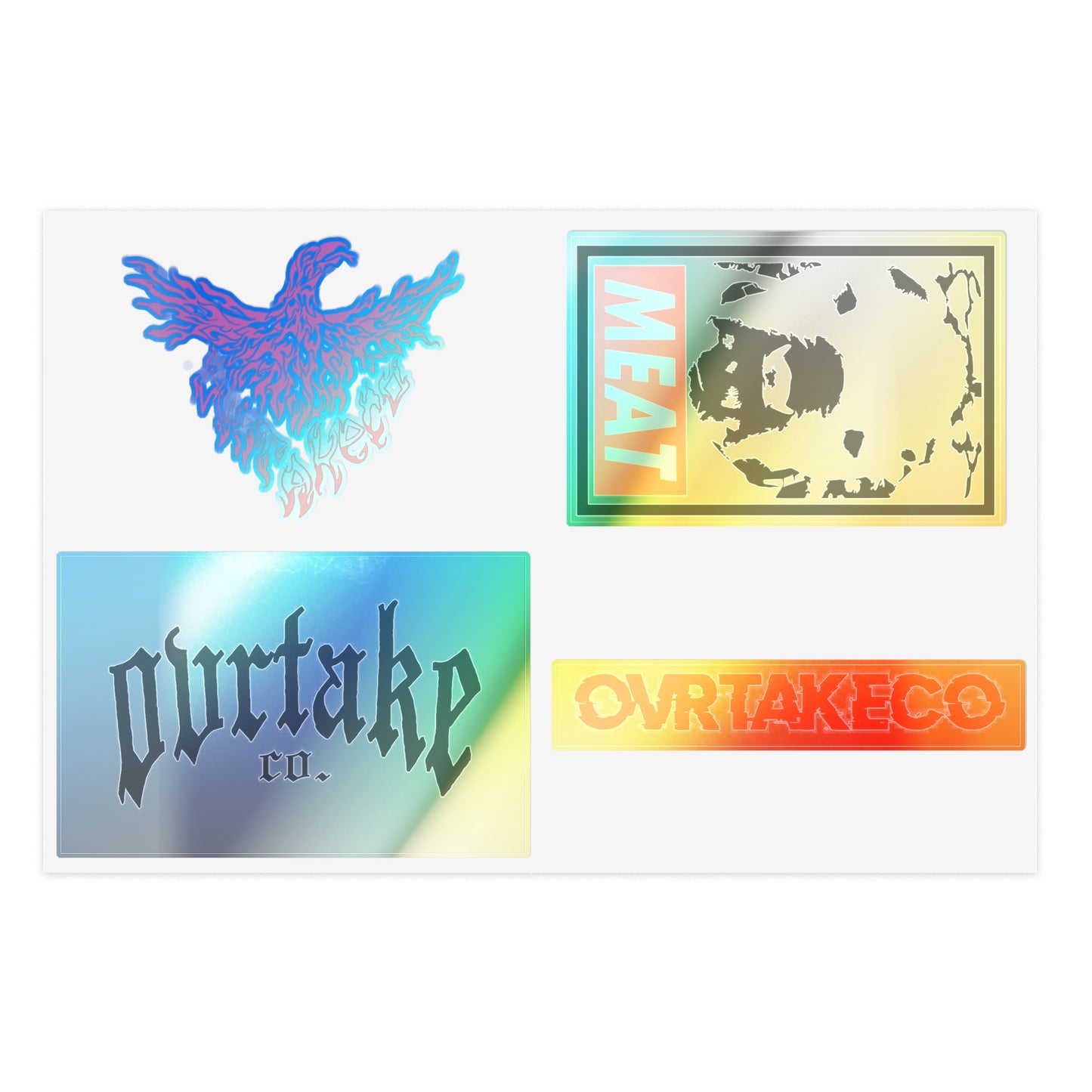 OvrTake Co. Logo Sticker Sheet — Phoenix & Gothic Logo Decals